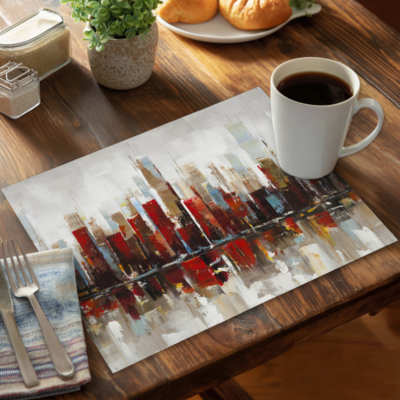 Industrial Bedroom Placemat - Abstract Colorful Skyscrapers