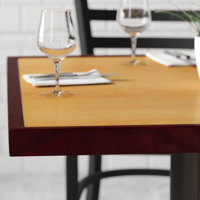 Plateau de table carré en résine à 2 tons Bantom 24 po avec rebord épais de 2 po, l 36 po x L 36 po
