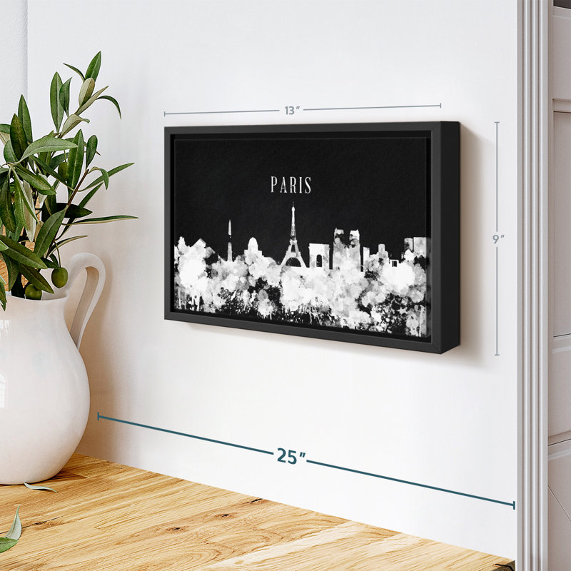 «Paris Skyline BW», reproduction sur toile, H 9 po x l 13 po
