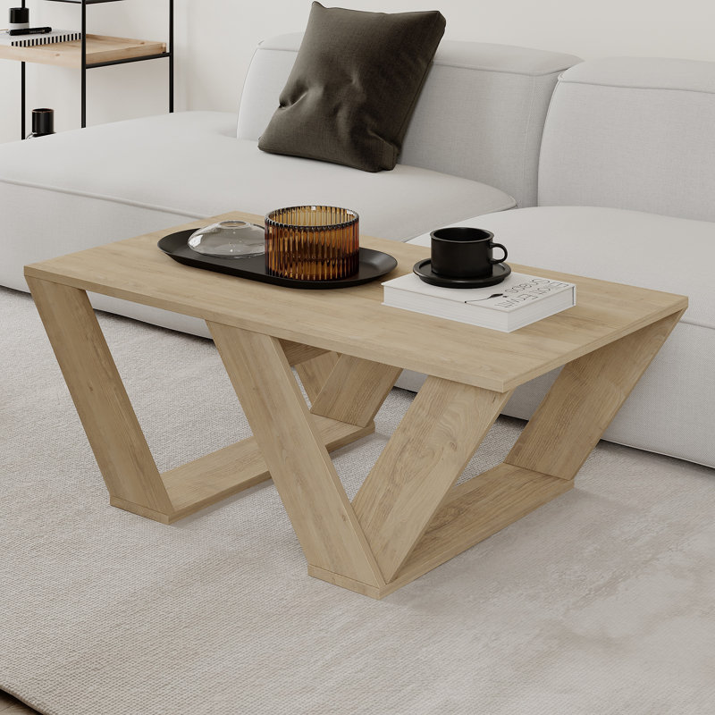 Aiysha Cross Legs Coffee Table, Oak