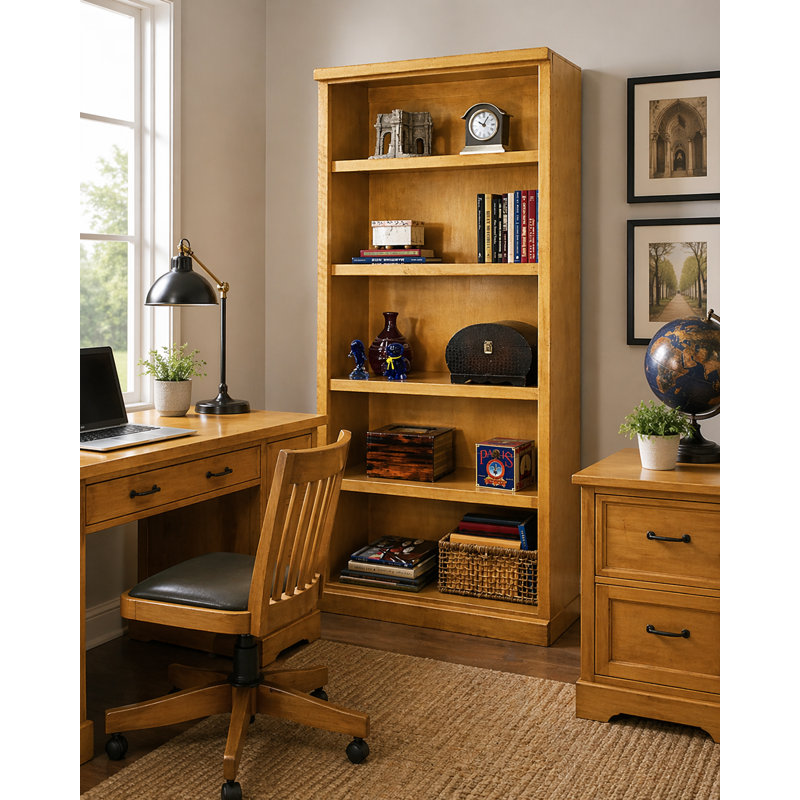Bibliothèque standard en bois massif Irie H 72 "x l 32", Jaune rustique