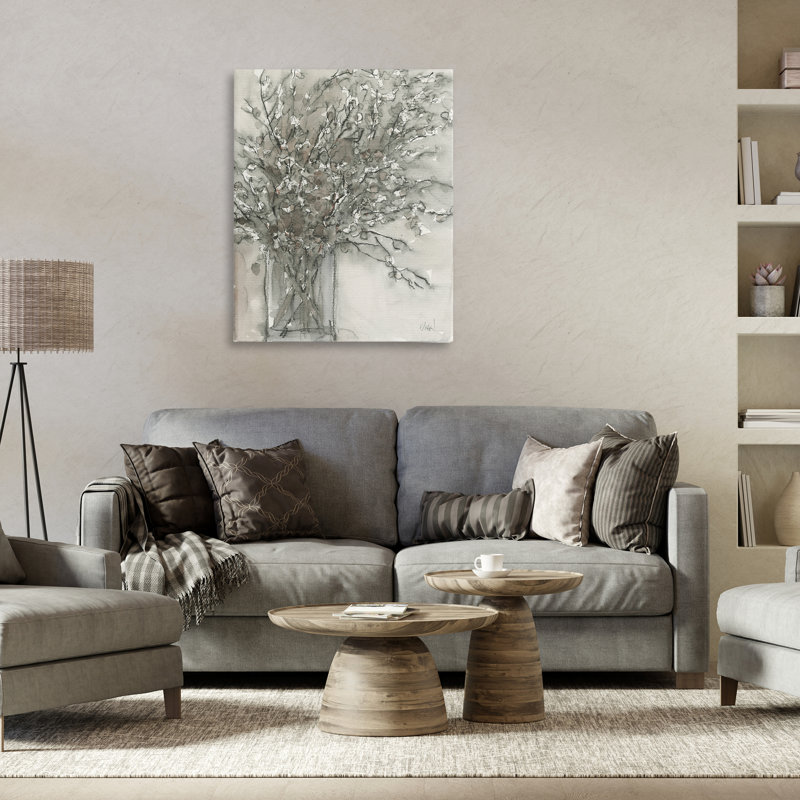 Art mural gris sur toile gris anthracite par Naomi McCavitt, H 40 po x l 30 po