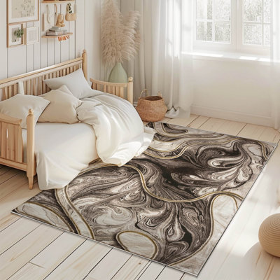 Tapis abstrait moderne contemporain 2 x 7 pour tapis de salon