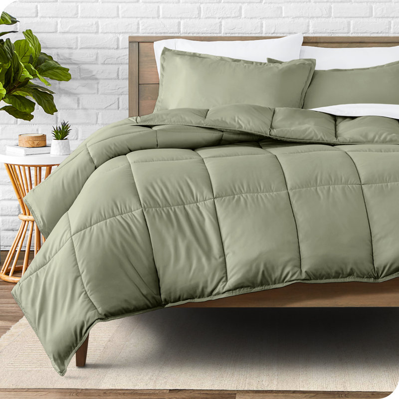 Soft All Season Comforter Set, Sage, Oversized Queen Comforter + 2 Standard Shams