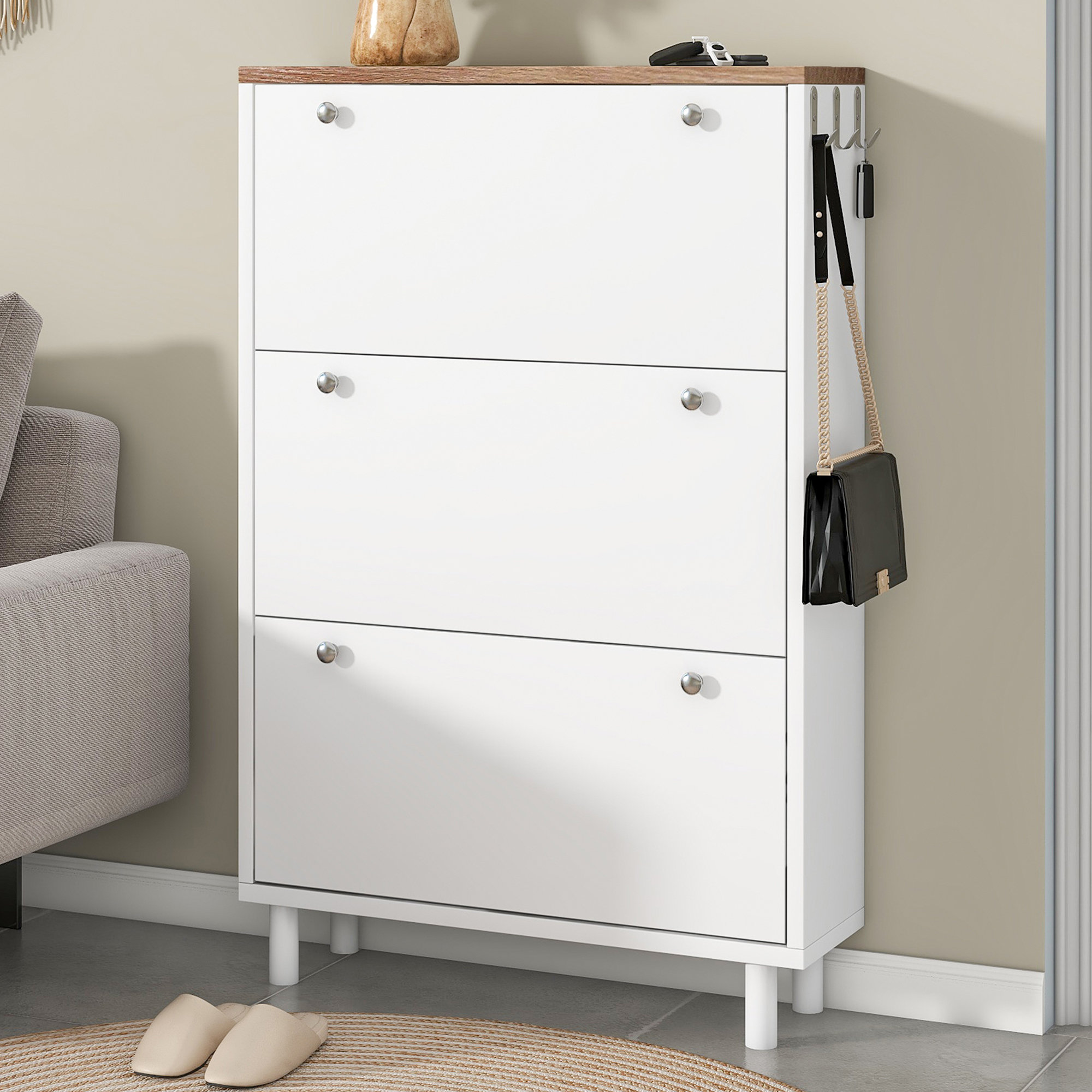 12 Pair Shoe Storage Cabinet Orren Ellis Finish: White