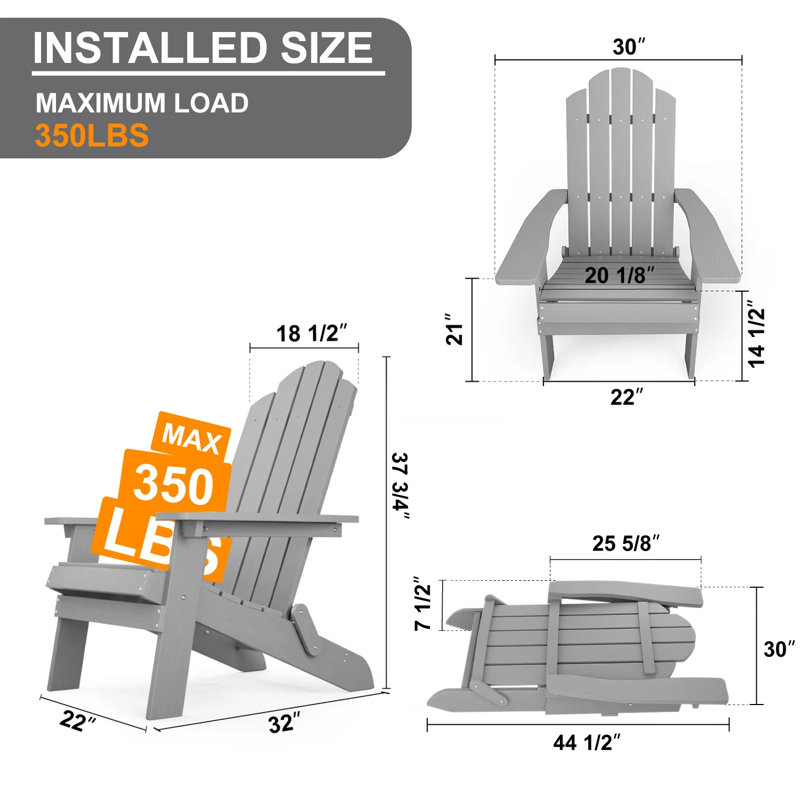 Outdoor Adirondack Chair, Gray