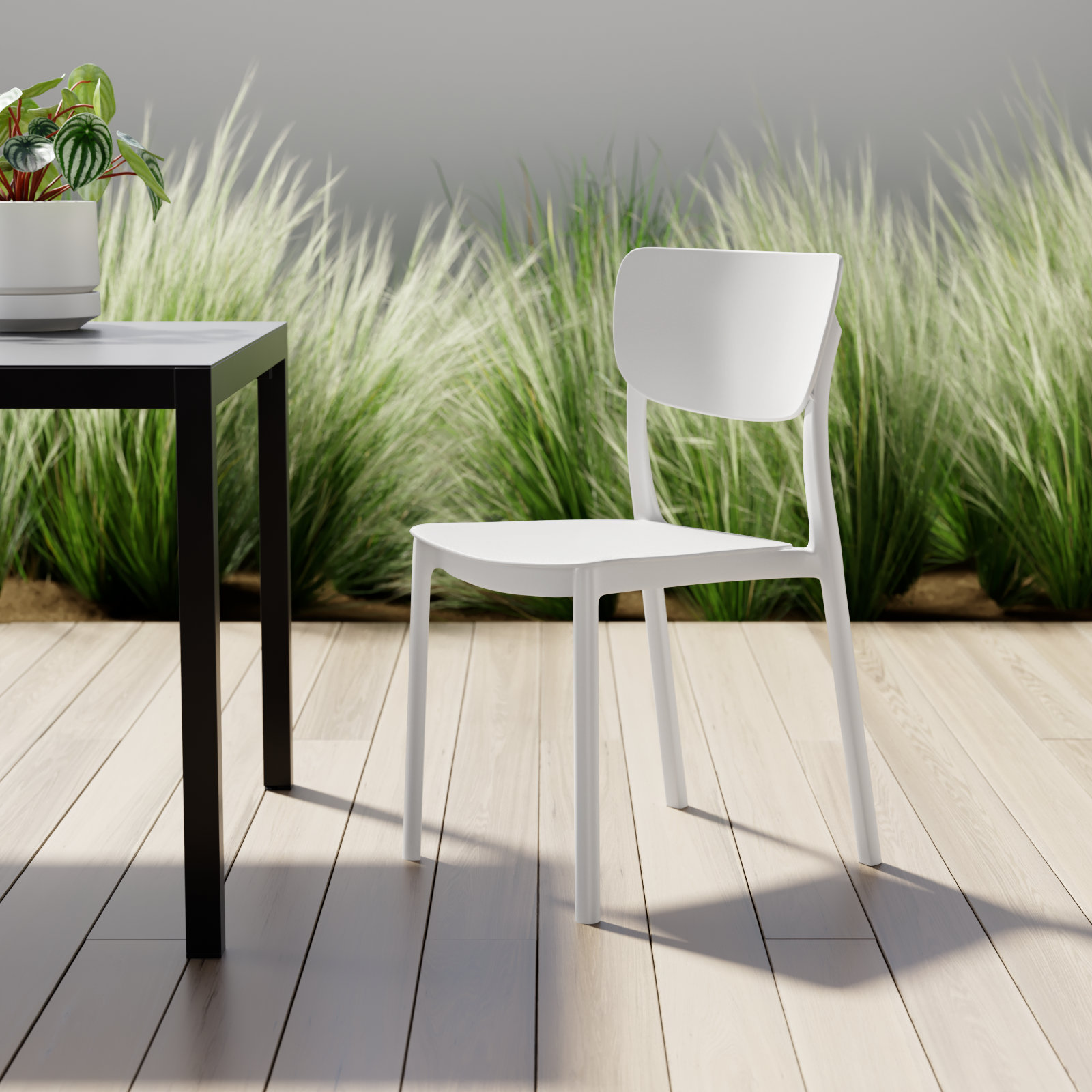 Farrah Stackable Patio Side Chair, White