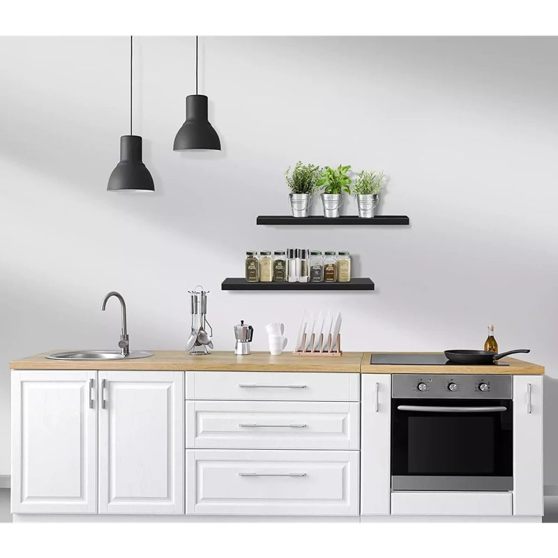24" floating shelves with invisible mounting, Noir, noir, noir, noir