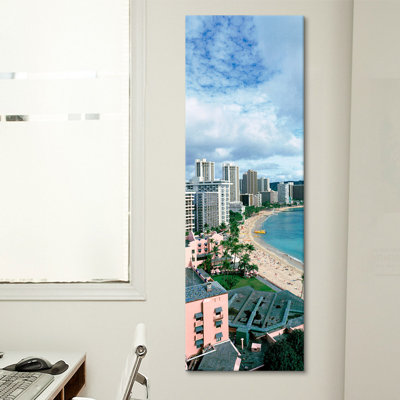 Plage panoramique de Waikiki, Honolulu, Hawaï, reproduction de photo sur toile tendue