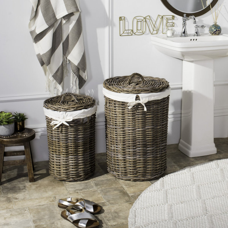 Natural Brown Rattan Laundry Baskets with Removable Lids