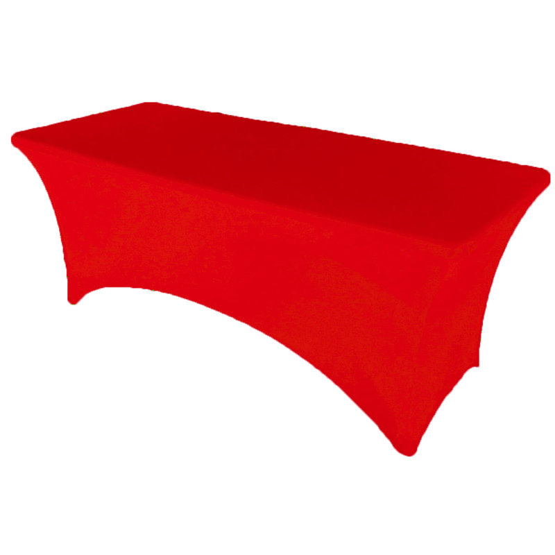 4Ft, 6Ft, 8Ft Spandex Tablecloth Fitted Stretch Rectangular Table Cover For Dining Wedding Party, 48" x 30", Red