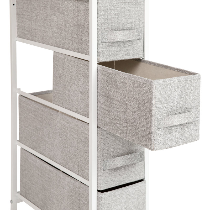Commode de rangement verticale 4 tiroirs Colne, Blanc / gris clair