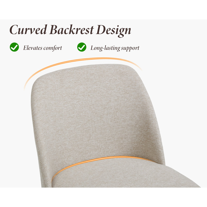 Modern Armless Upholstered Dining Chairs with Solid Wood Legs Side Accent Chair for Dining Room/Living Room, Beige