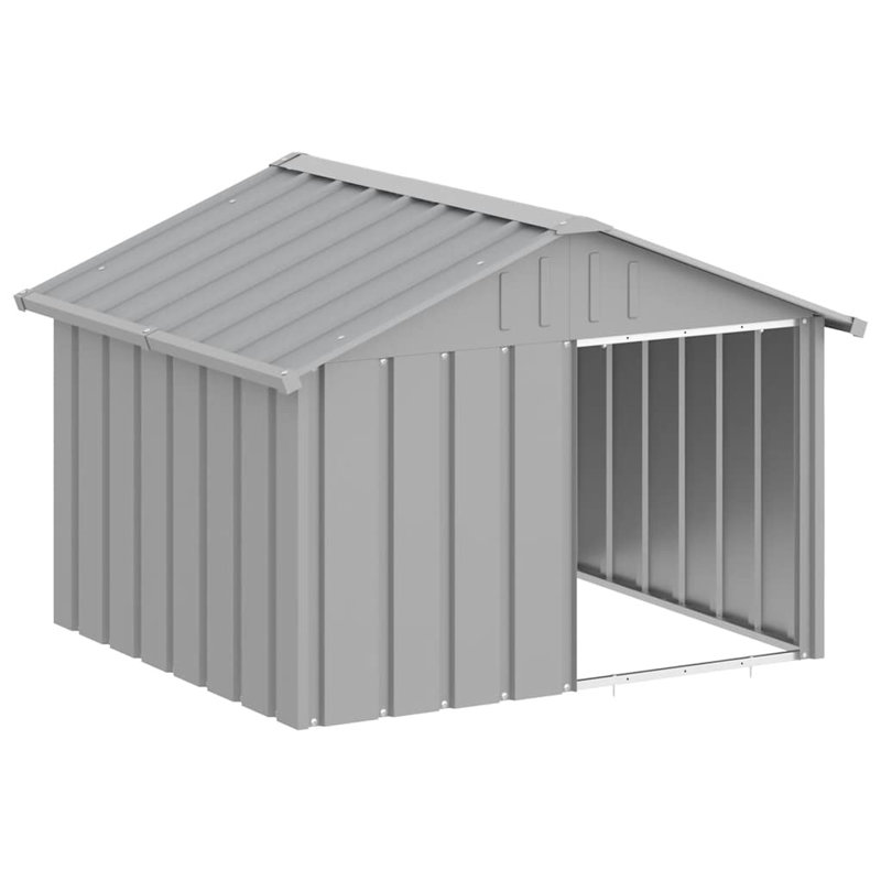 vidaXL Dog House Gray 45.9"x40.6"x32.3" Galvanized Steel, 32.3" H x 45.9" W x 40.6" D, Gray