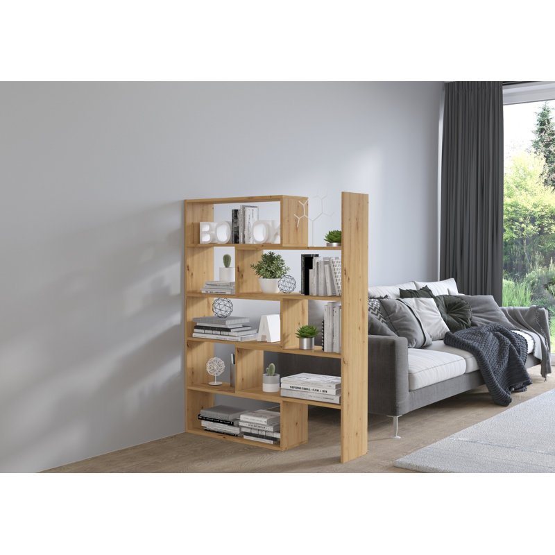 Rhiannan 187.7cm H Geometric Bookcase, 138cm H x 125cm W x 24cm D, Artisan