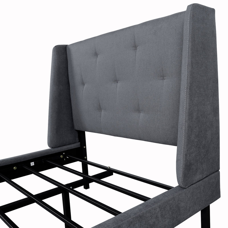 Upholstered Bed, Full / Double, Dark Gray