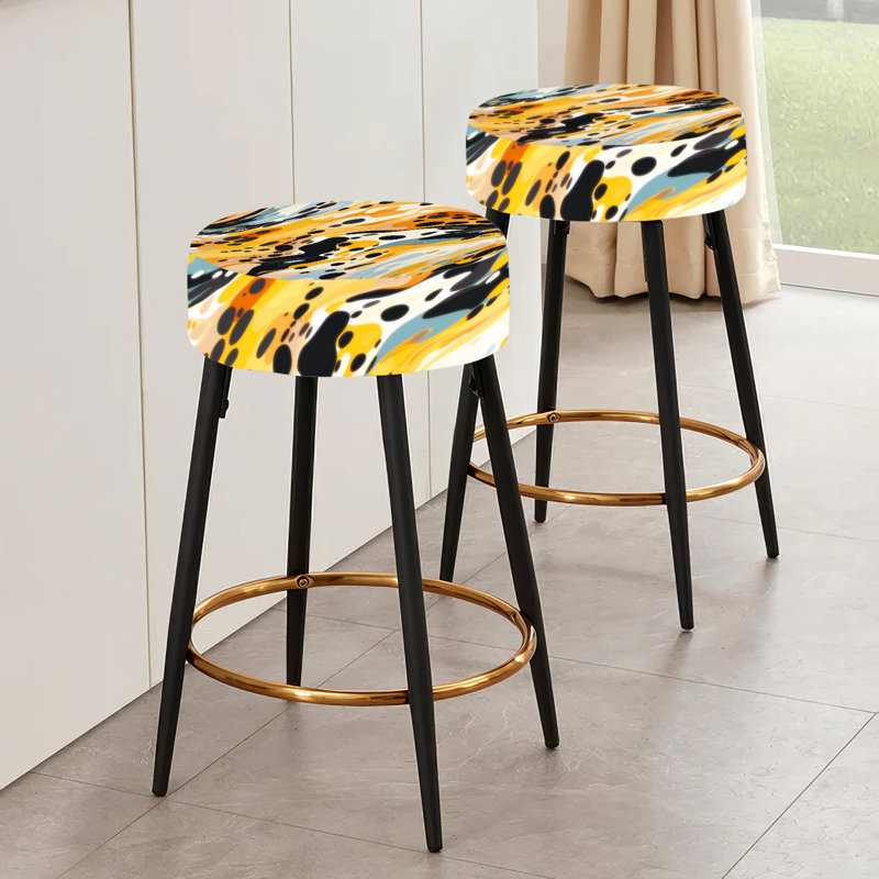 Multicolor Artistic Expression - Abstract Bar Stools Set Of 2