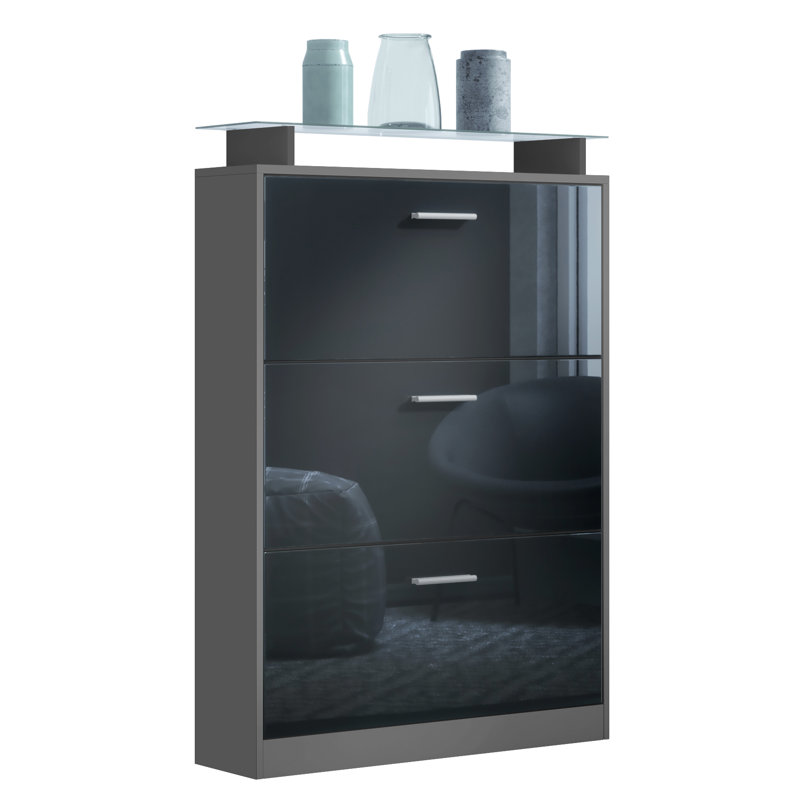 24 Pair Shoe Storage Cabinet, Anthracite/Black