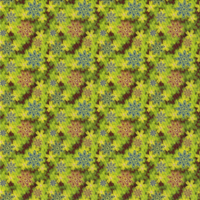 Tapis vert/jaune tissé à la machine, Carré 3 pi