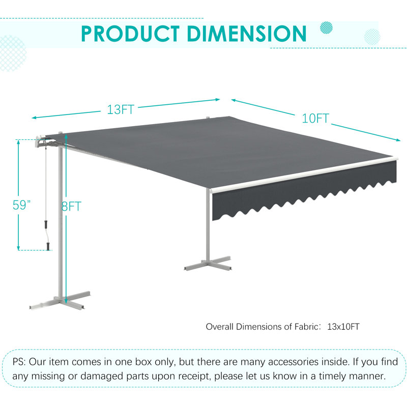 Sun Shade Shelter For Home Or Commercial, 96" H x 156" W x 120" D