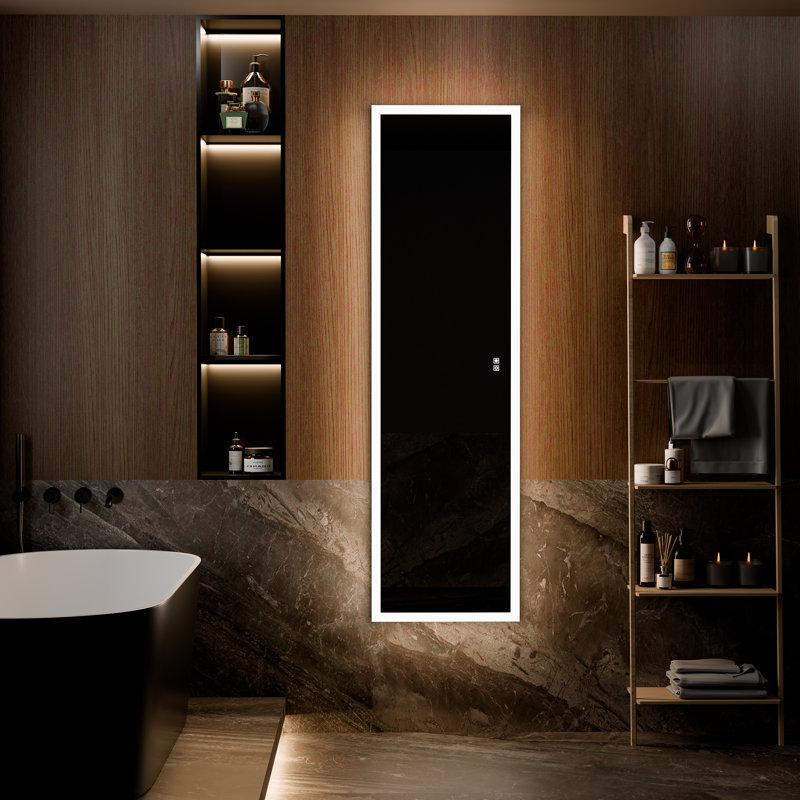 20"W x 70"H Full-Length Lighted Frameless Single Door Medicine Cabinet LED Mirror Cabinet With Built-In Outlet & USB Smart Medicine Cabinet With Front&Backlit Lights Surface Mount Or Recessed