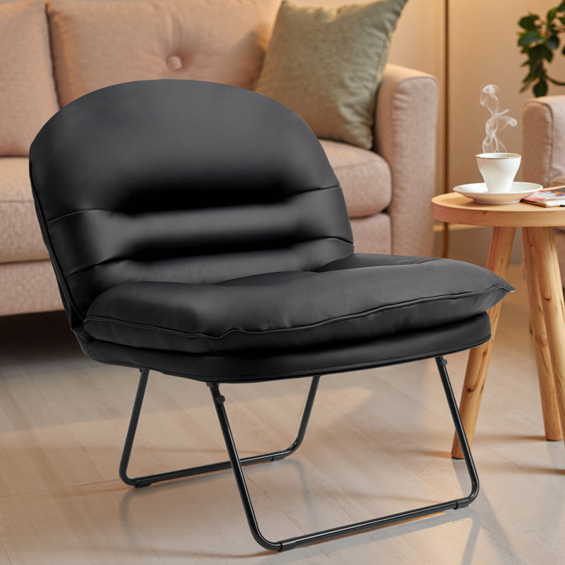 Foldable Legged Chair, Armless Floor Chair for Living Room & Bedroom, Black