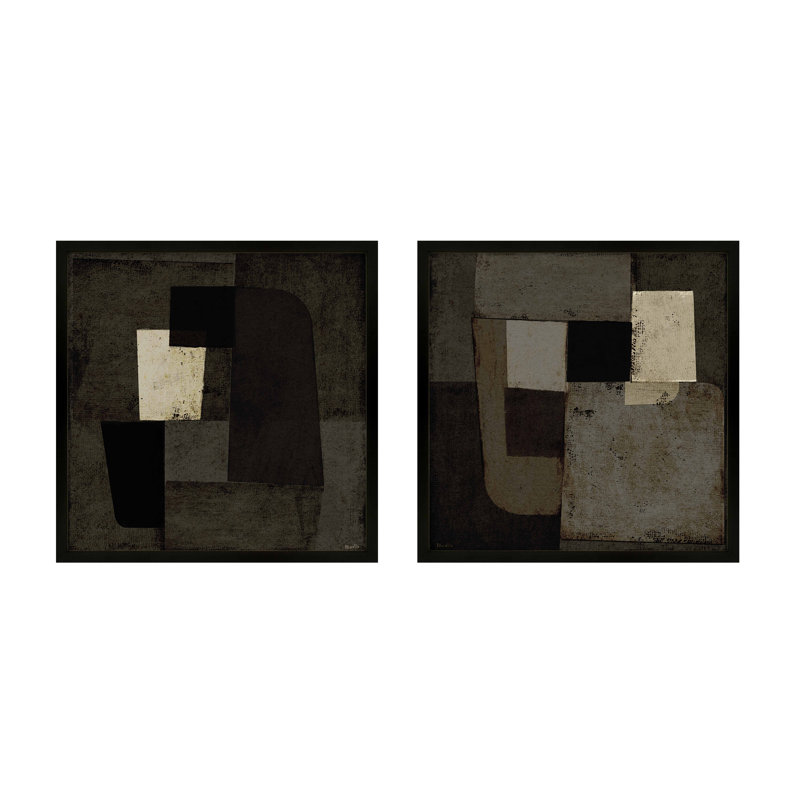 Night Shift 1 & 2, Set of 2 by Marco Marella for Studio M - Framed Wall Art, 30" H x 30" W, Paper, Black