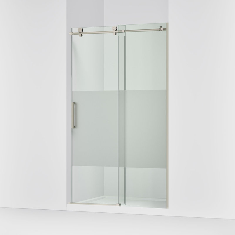 Composed 78 In. H Sliding Shower Door With 3/8 In.-Thick Glass, Nickel