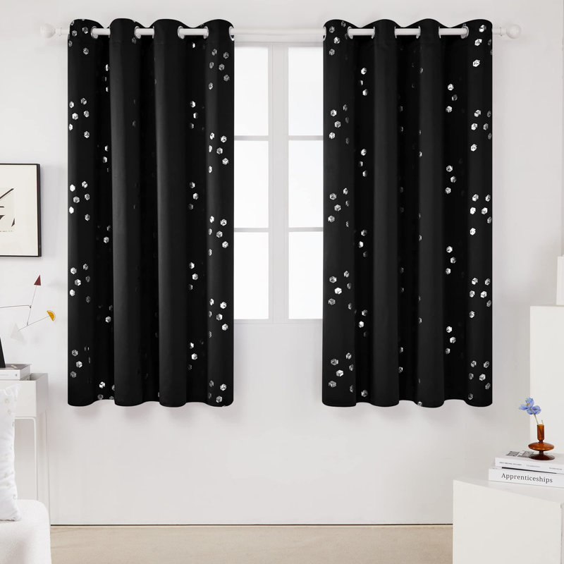 Room Darkening Curtain Pair, Black, 52" W x 72" L