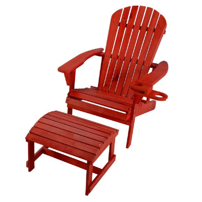 Artiana Solid Wood Adirondack Chair with Ottoman