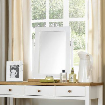 Cillian Wood Flat Wall Mirror, Soft White/Oak
