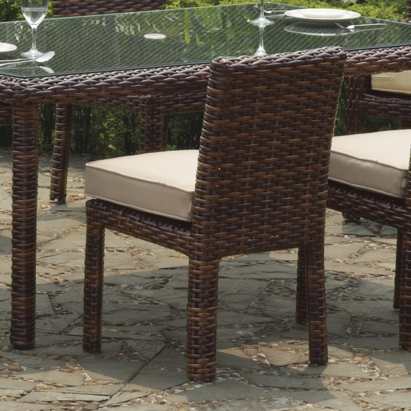 Ensemble repas 7 pièces avec coussin Losey, Sunbrella® sable Dupione, Espresso