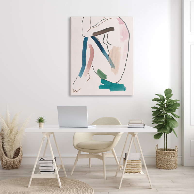Silhouette conceptuelle de femme accroupie au repos, Toile tendue, H 48 po x l 36 po