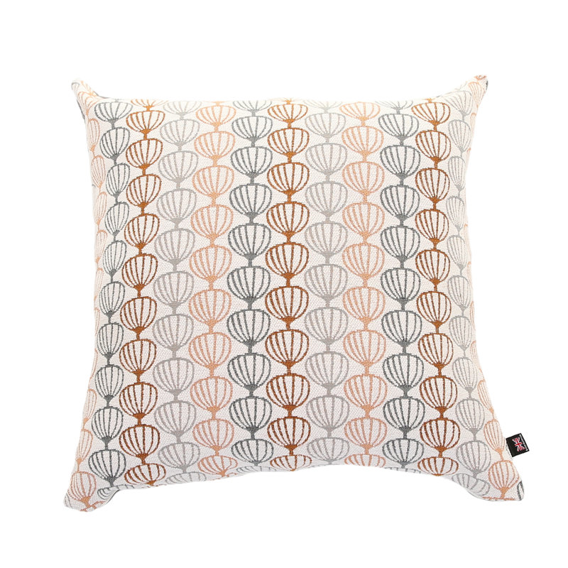 Caudle Square Cushion, 43 x 43cm, Orange/Grey/White
