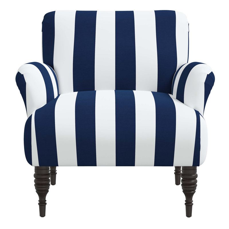 Fauteuil en coton Fairhope, Auvent rayé bleu marine
