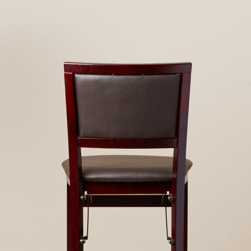 Tabouret de comptoir / de bar pliable Phaedra avec siège et dossier rembourrés, Similicuir espresso