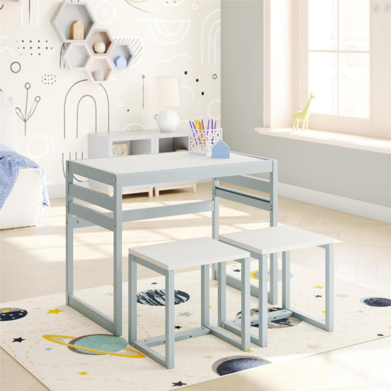 Ensemble de table d'activités pour enfants 3 pièces Signy, Bleu, Blanc / Bleu