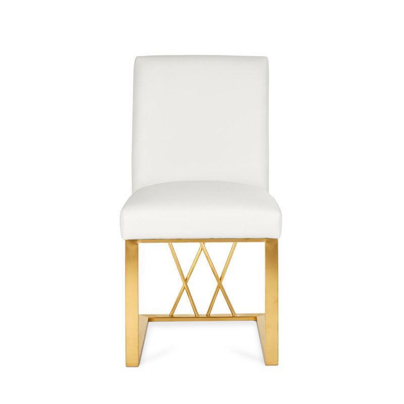 Chaise d'appoint rembourrée Nefi, Blanc, Doré
