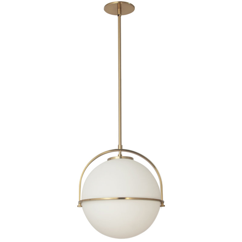 Paola 1 Light Pendant - White Opal Glass, Aged Brass