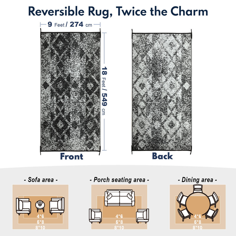 Costa Rica Grey Outdoor Rug, Runner 9' x 18'