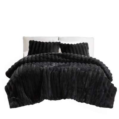 Ultrasoft Faux Fur Ribbed Comforter Set