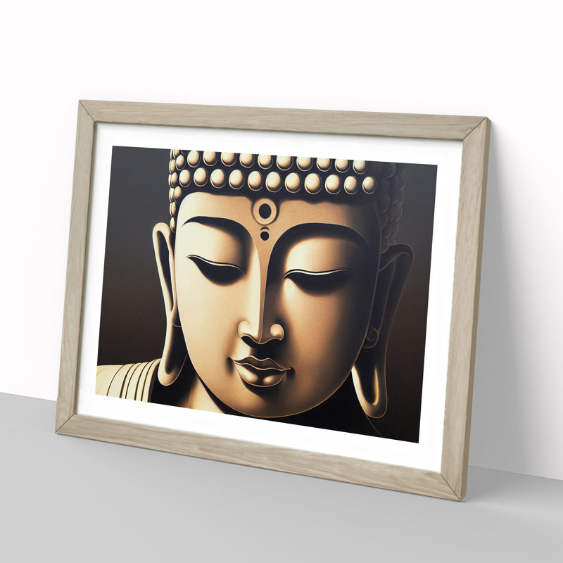 XH1022-6817X Peaceful Buddha - Picture Frame Print, Oak Framed, 25cm H x 34cm W x 2cm D