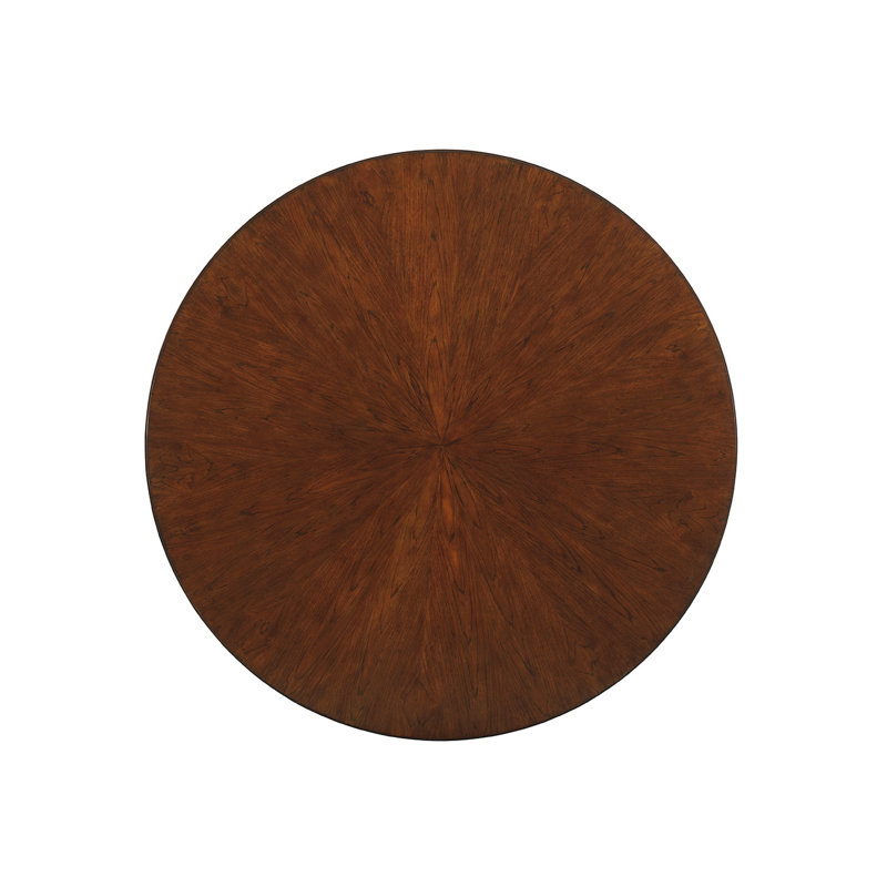 Meridien Round Brown Wood Dining Table with Glass Base