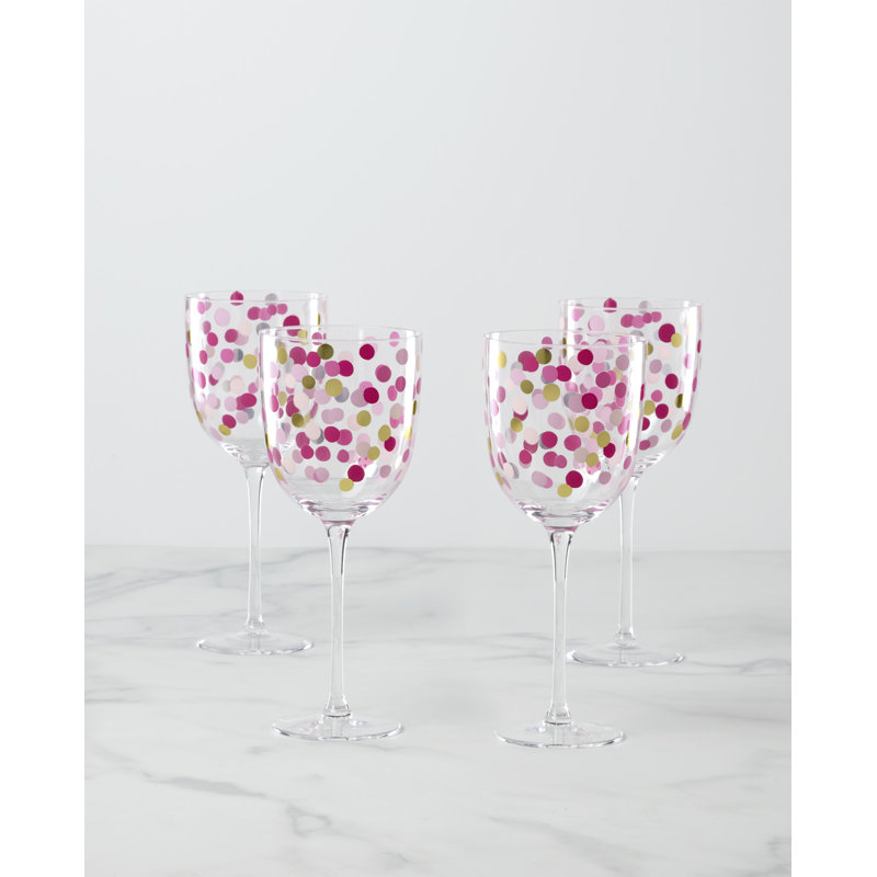 It's Raining Confetti Wine Glasses, Set of 4