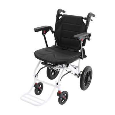 Black Foldable Wheelchair for Adults Portable Travel Transport Wheelchair Carbon Steel Lightweight Mobility Chair with One-Step Folding Dual Brakes & Adjustable Push Handle Supports Up to 220.46 Lbs for Home Outdoor Travel