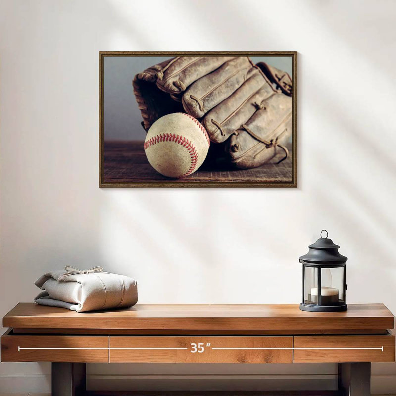 Baseball Memorabilia, 19" X 13", Floating Frame Walnut