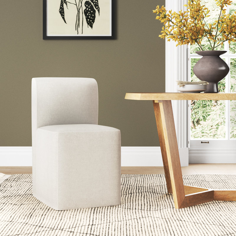 Mendy Upholstered Dining Chair, Zuma White Textured Linen
