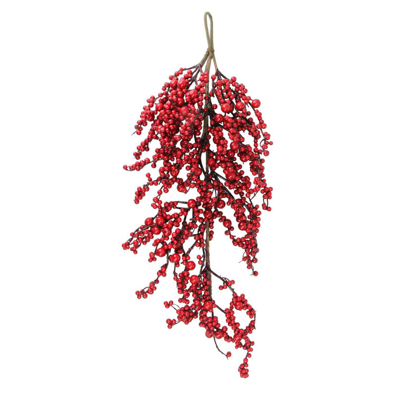 Ornement de Noël 24 po avec baies rouges artificielles - non éclairé