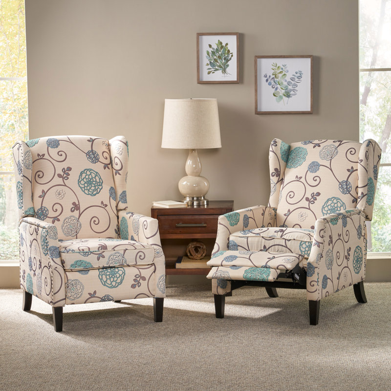 Fauteuil inclinable manuel Yedda, Blanc / bleu