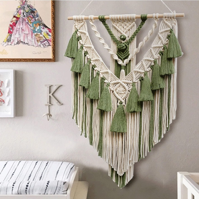 Décoration murale Boho Macrame, Vert